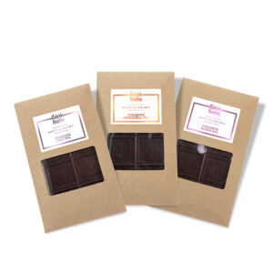 Tre tavolette di cioccolato fondente blend 64%, Venezuela 75%, Perù 80%